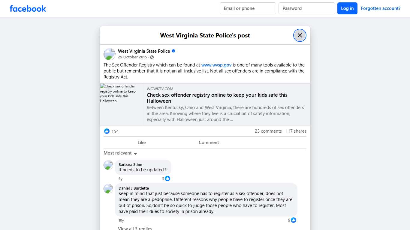 The Sex Offender Registry... - West Virginia State Police | Facebook