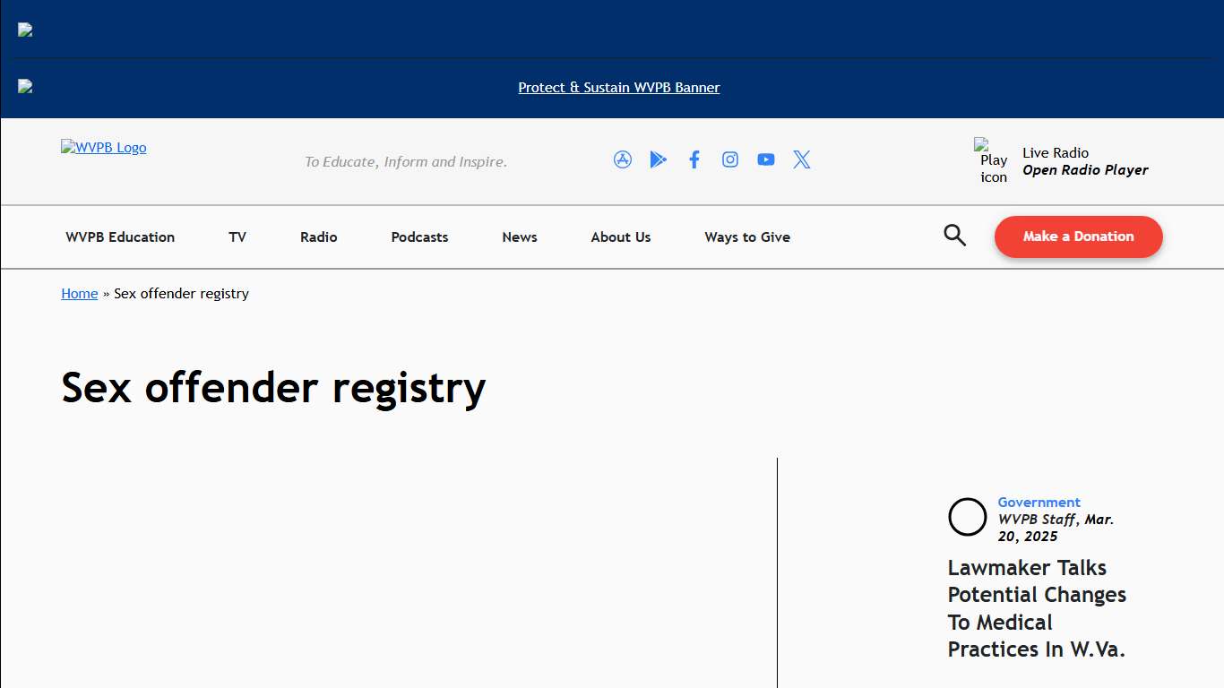 Sex offender registry Story Archives - West Virginia Public Broadcasting : West Virginia Public Broadcasting